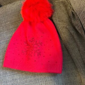 Red Embellished Pom Hat